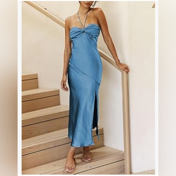 Vubiya Summer Satin Tube top midi dress size XL - Picture 3 of 7